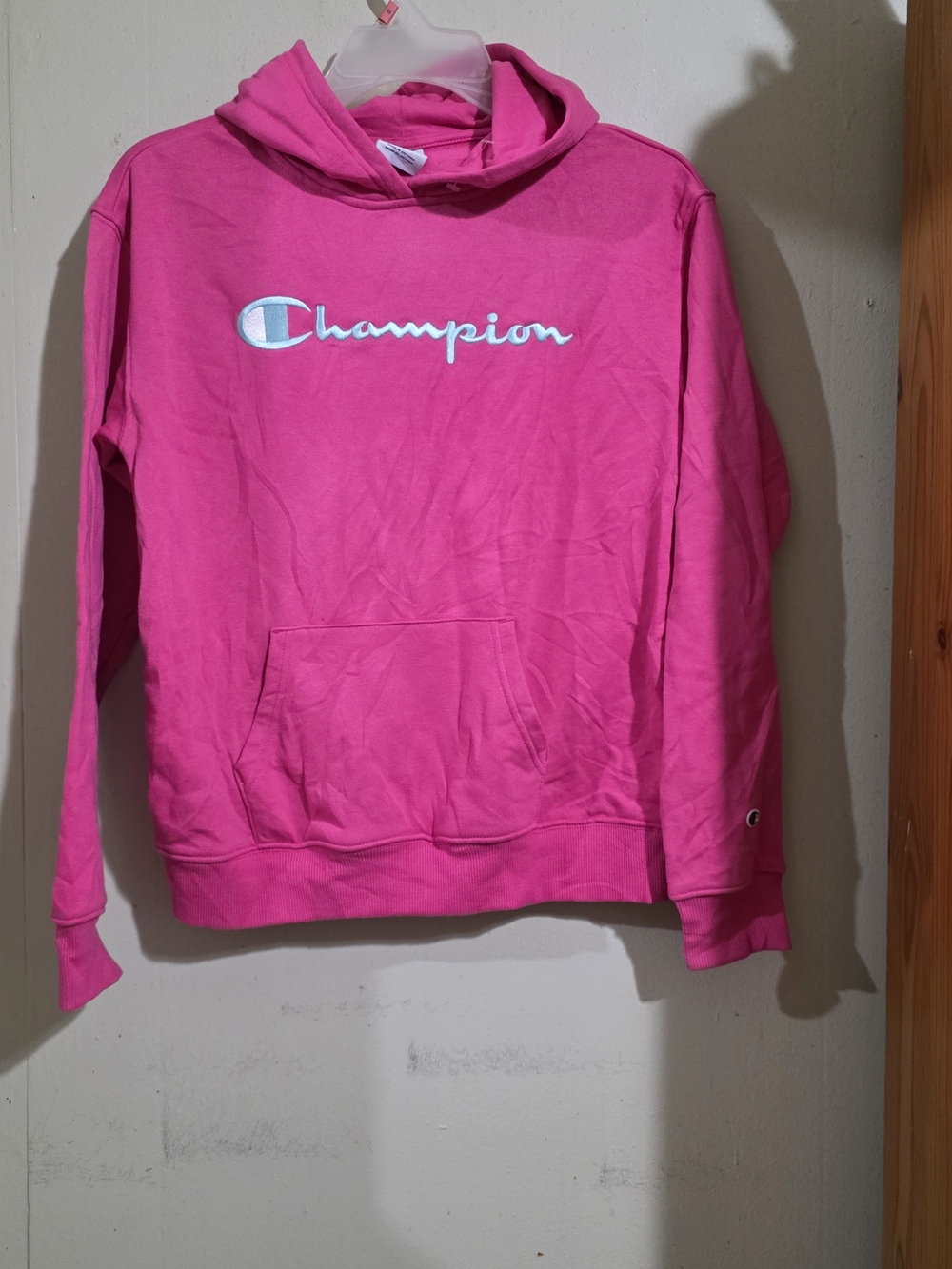 Champion Hot Pink Pullover Hoodie with White Logo Is4d Size 14-16